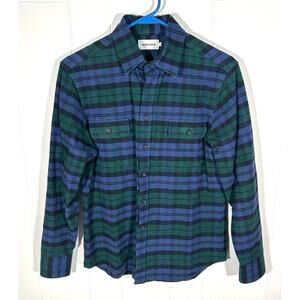 Taylor Stitch Yosemite Shirt 38 S Men’s Green Blue Plaid Flannel Heavyweight EUC